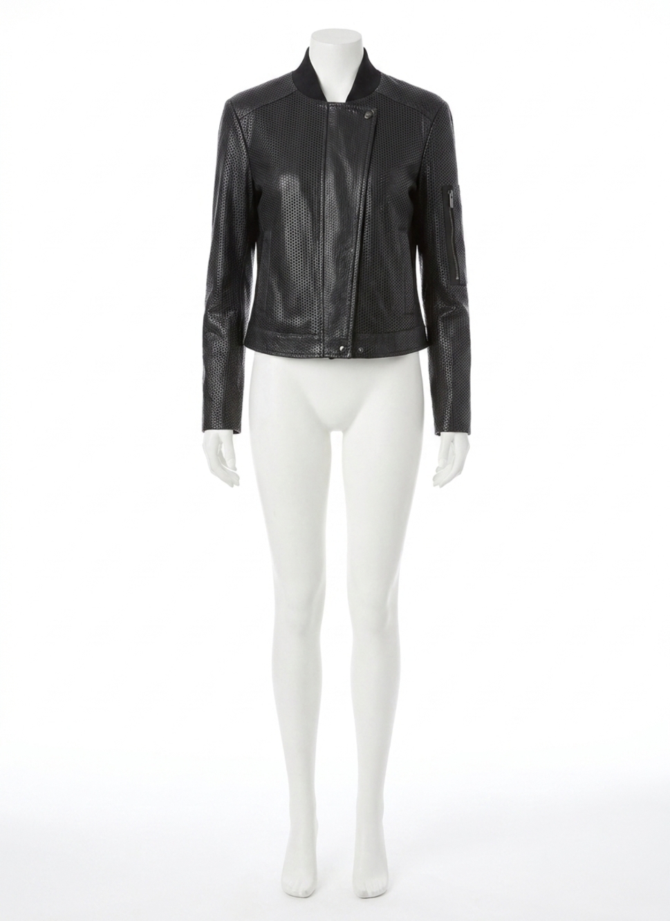 NEW LYSSE millicent perforated vegan leather jacket in black